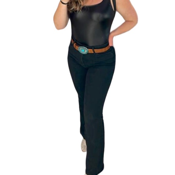 Turquoise Stone Embossed Brown Leather Western Belt With Silver Metal BuckleNew - Picture 12 of 15